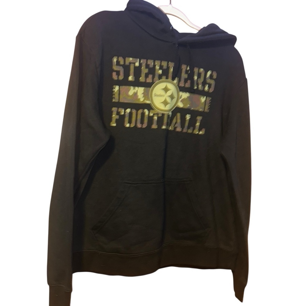 Men NFL Pittsburgh Steelers black camo hoody hoodie size Large